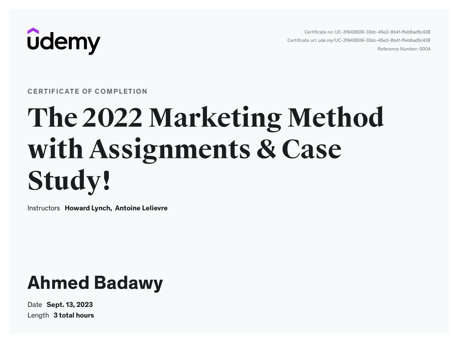 Marketing cert